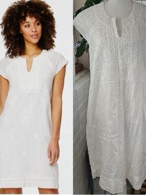 Roberta Roller Rabbit White Embroidered Cotton Midi Dress